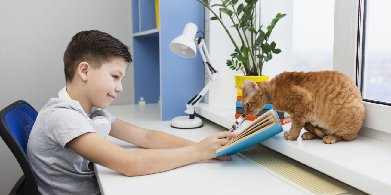 Niño y gato